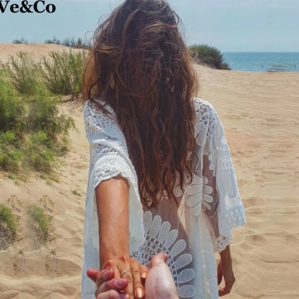 Sheer Soft Kimono Cotton Embroidered Beach… - Picture 2 of 8